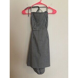 By The Way Medium Revolve Black & White Plaid Mini Dress Open Back Tie
